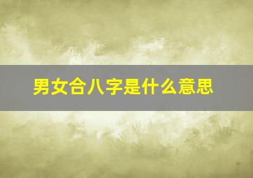 男女合八字是什么意思