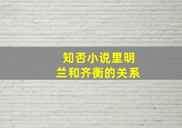 知否小说里明兰和齐衡的关系