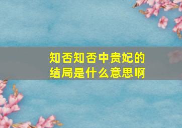 知否知否中贵妃的结局是什么意思啊