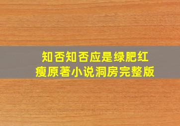 知否知否应是绿肥红瘦原著小说洞房完整版