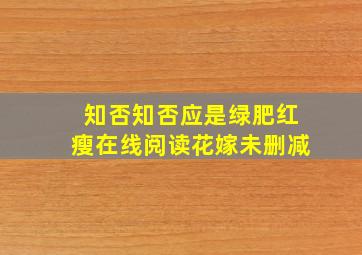 知否知否应是绿肥红瘦在线阅读花嫁未删减