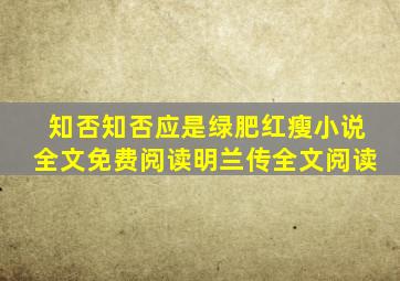 知否知否应是绿肥红瘦小说全文免费阅读明兰传全文阅读