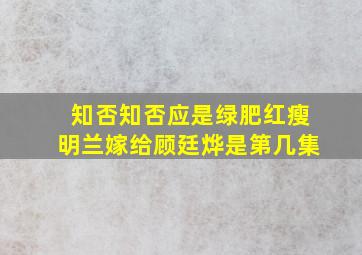 知否知否应是绿肥红瘦明兰嫁给顾廷烨是第几集