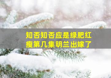 知否知否应是绿肥红瘦第几集明兰出嫁了