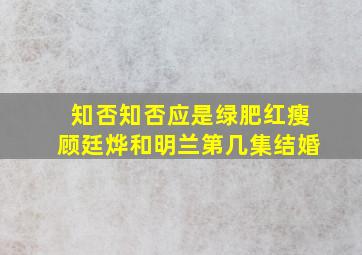 知否知否应是绿肥红瘦顾廷烨和明兰第几集结婚