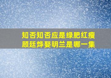 知否知否应是绿肥红瘦顾廷烨娶明兰是哪一集