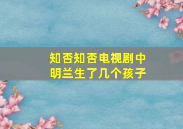 知否知否电视剧中明兰生了几个孩子