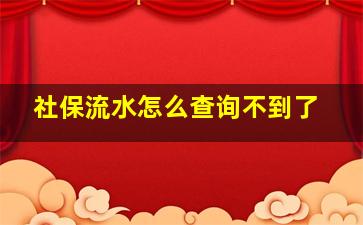 社保流水怎么查询不到了