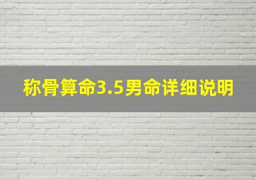 称骨算命3.5男命详细说明