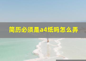 简历必须是a4纸吗怎么弄