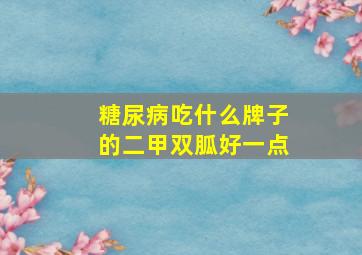 糖尿病吃什么牌子的二甲双胍好一点