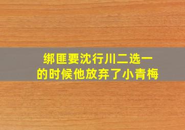 绑匪要沈行川二选一的时候他放弃了小青梅