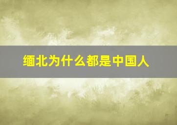 缅北为什么都是中国人