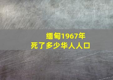 缅甸1967年死了多少华人人口