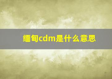 缅甸cdm是什么意思