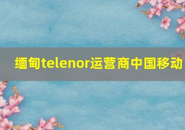 缅甸telenor运营商中国移动