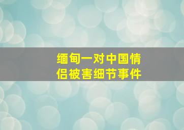 缅甸一对中国情侣被害细节事件