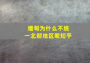 缅甸为什么不统一北部地区呢知乎