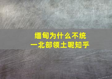 缅甸为什么不统一北部领土呢知乎