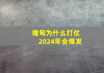 缅甸为什么打仗2024年会爆发