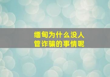 缅甸为什么没人管诈骗的事情呢