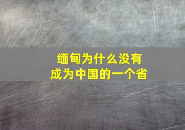 缅甸为什么没有成为中国的一个省