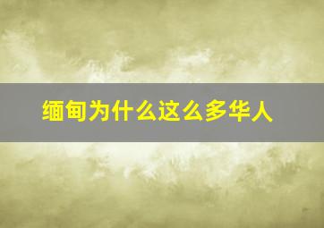 缅甸为什么这么多华人