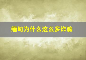 缅甸为什么这么多诈骗