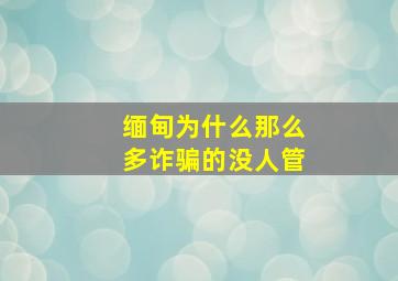 缅甸为什么那么多诈骗的没人管