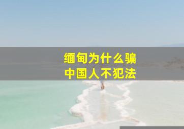 缅甸为什么骗中国人不犯法