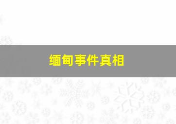 缅甸事件真相