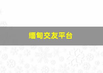 缅甸交友平台