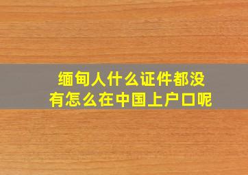 缅甸人什么证件都没有怎么在中国上户口呢