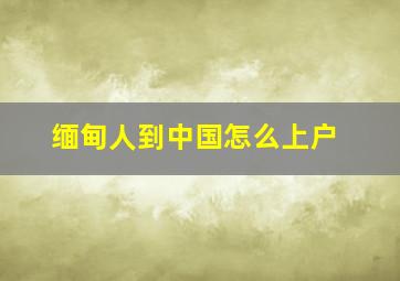 缅甸人到中国怎么上户