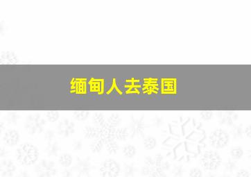 缅甸人去泰国