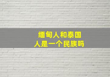 缅甸人和泰国人是一个民族吗