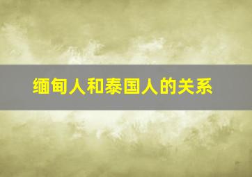 缅甸人和泰国人的关系