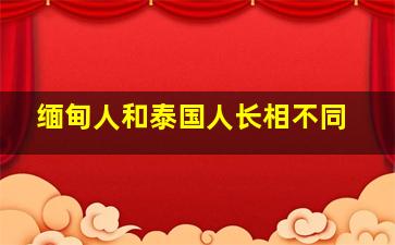 缅甸人和泰国人长相不同