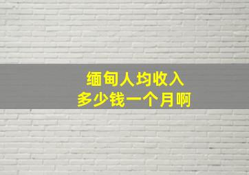 缅甸人均收入多少钱一个月啊