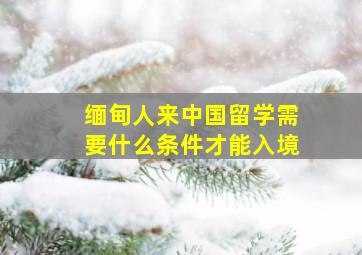 缅甸人来中国留学需要什么条件才能入境