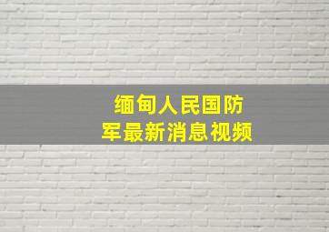 缅甸人民国防军最新消息视频