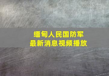 缅甸人民国防军最新消息视频播放