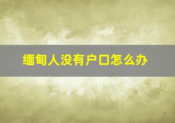 缅甸人没有户口怎么办