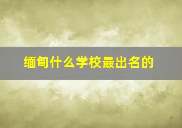 缅甸什么学校最出名的