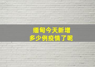 缅甸今天新增多少例疫情了呢