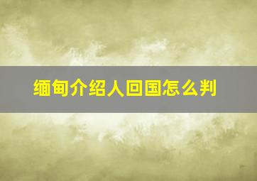 缅甸介绍人回国怎么判