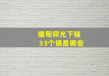 缅甸仰光下辖33个镇是哪些