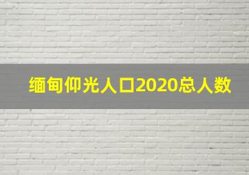 缅甸仰光人口2020总人数