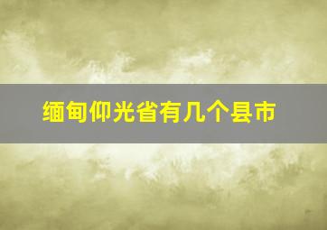 缅甸仰光省有几个县市