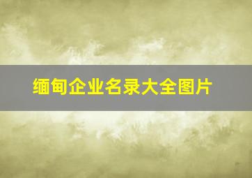 缅甸企业名录大全图片